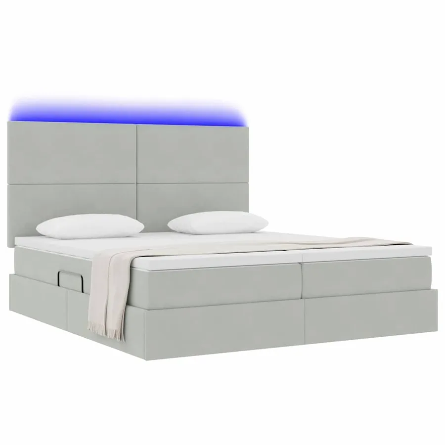 Lit de rangement LED avec matelas Gris clair 180 x 200 cm - 3