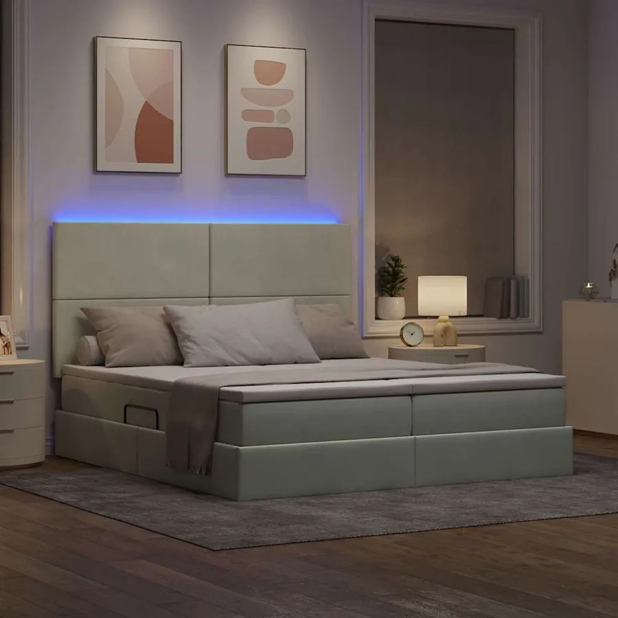 Lit de rangement LED avec matelas Gris clair 180 x 200 cm - 5