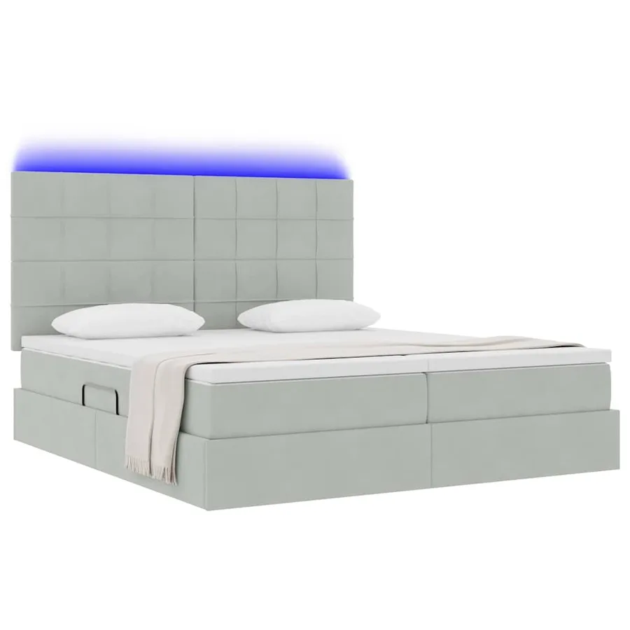 Lit de rangement LED avec matelas Gris clair 180 x 200 cm - 3