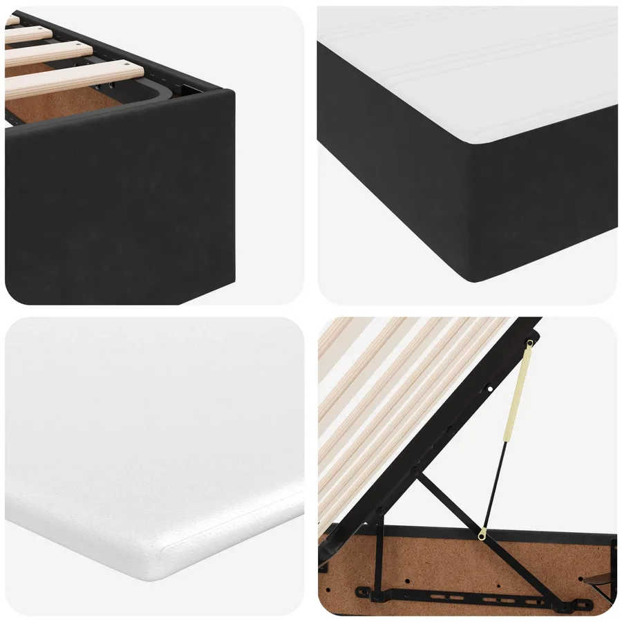 Lit avec rangement et matelas Noir 180 x 200 cm Velours - 11