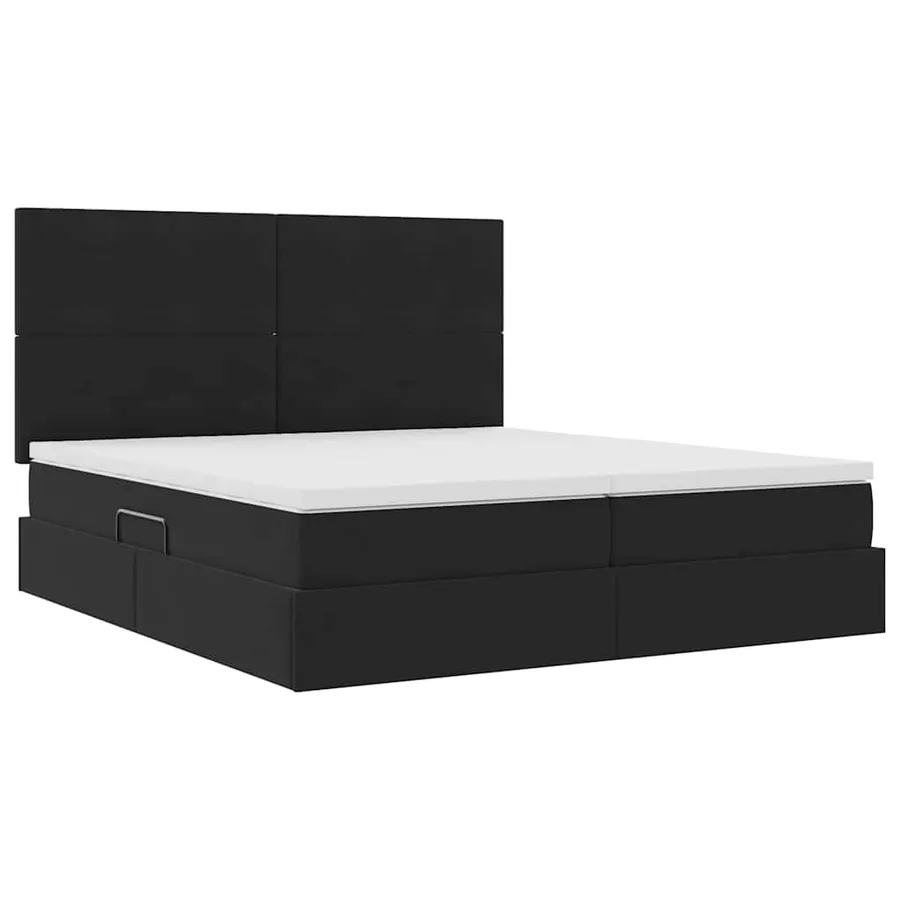 Lit de Rangement avec tête de lit Noir 180 x 200 cm Velours - 5