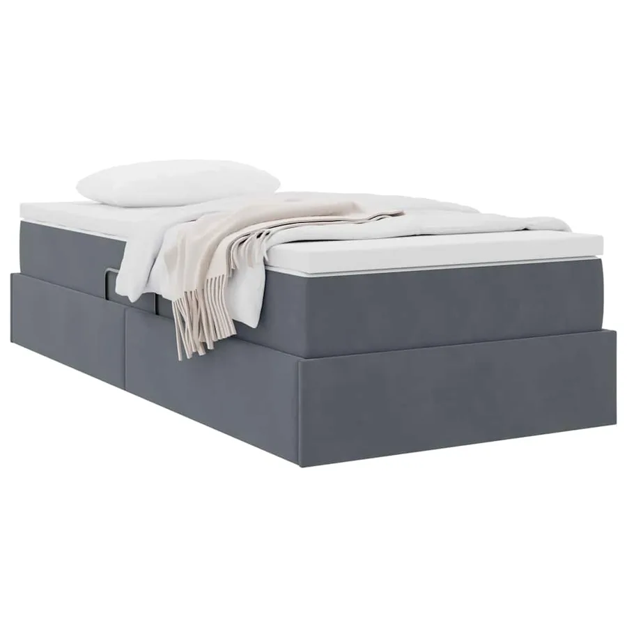 Lit avec rangement et matelas Gris foncé 90 x 190 cm Velours - 3