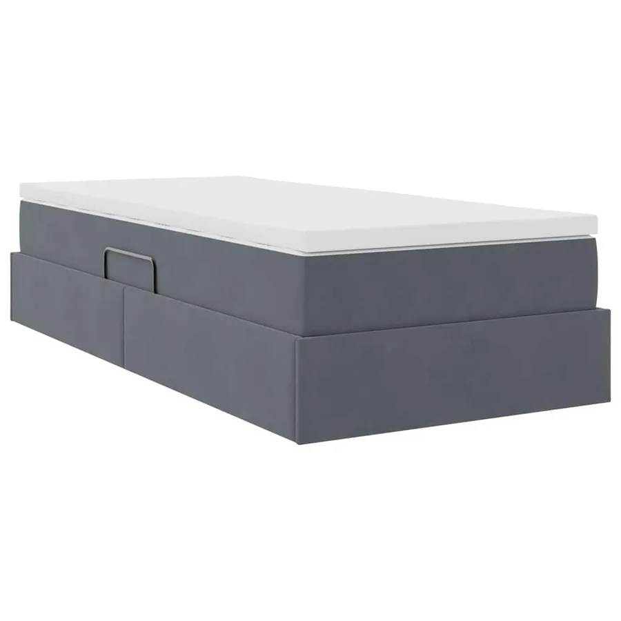 Lit avec rangement et matelas Gris foncé 90 x 190 cm Velours - 5