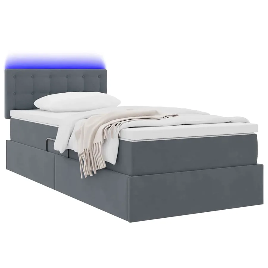 Lit de rangement LED avec matelas Gris foncé 90 x 190 cm - 3