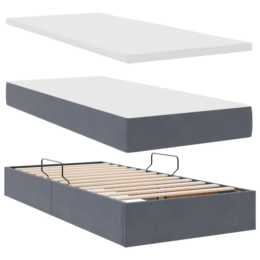 Lit de rangement LED avec matelas Gris foncé 90 x 190 cm - 9