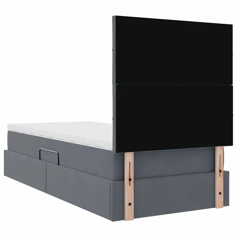 Lit avec rangement et matelas Gris foncé 90 x 190 cm Velours - 11