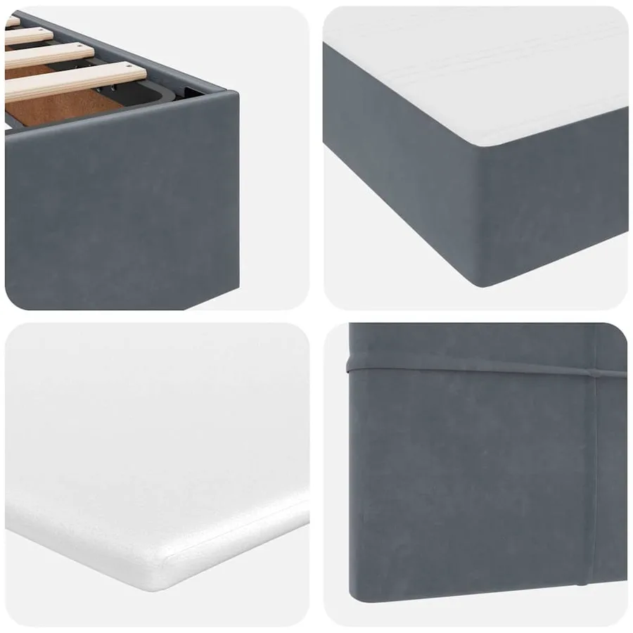 Lit avec rangement et matelas Gris foncé 90 x 190 cm Velours - 12