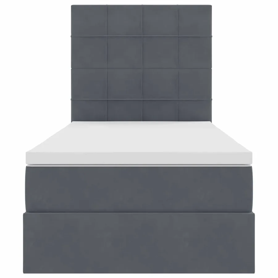 Lit avec rangement et matelas Gris foncé 90 x 190 cm Velours - 7