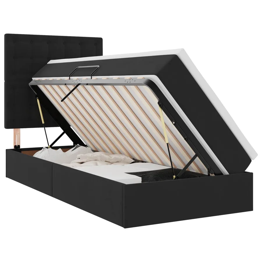 Lit avec rangement et matelas Noir 90 x 200 cm Velours - 2