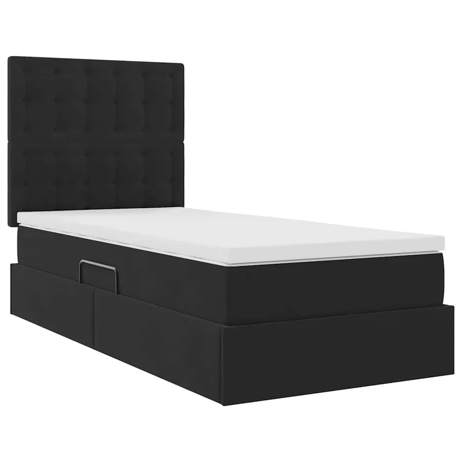 Lit avec rangement et matelas Noir 90 x 200 cm Velours - 5