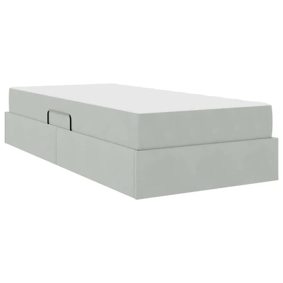 Lit avec rangement et matelas Gris clair 90 x 200 cm Velours - 5