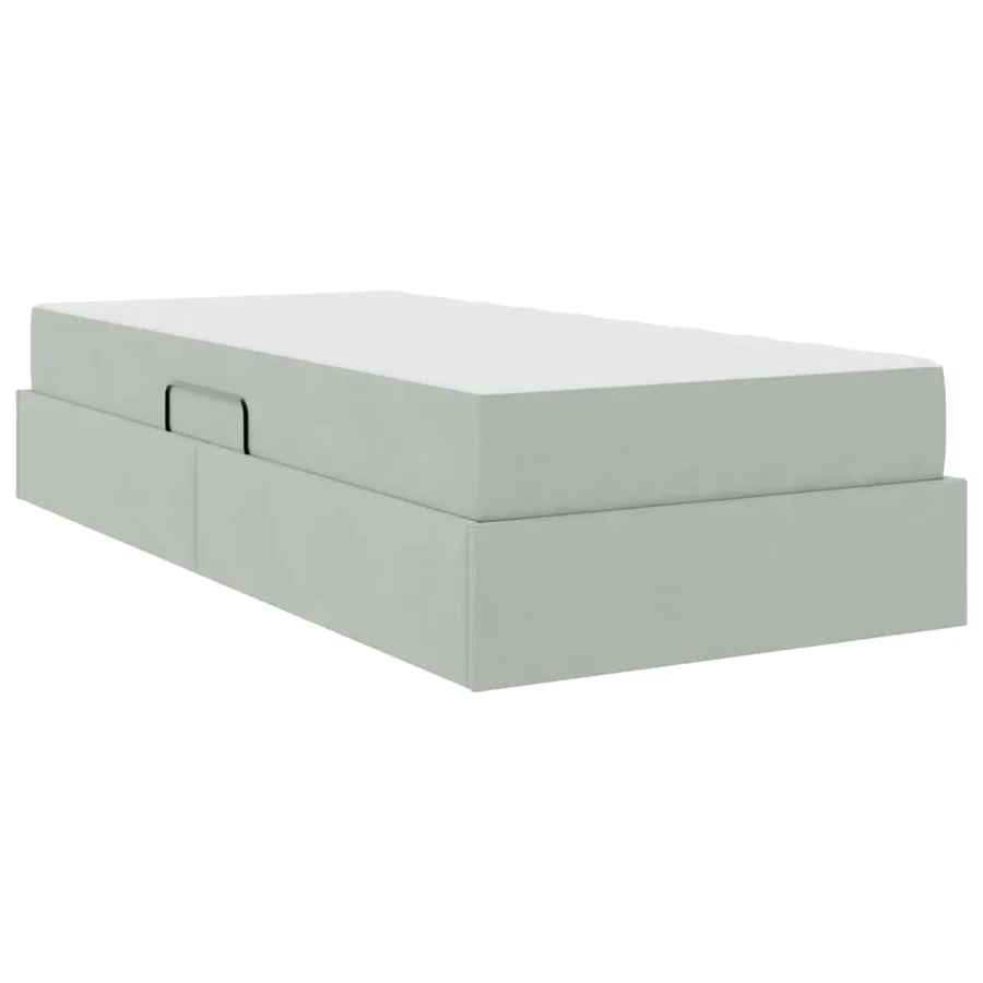 Lit avec rangement et matelas Gris clair 90 x 200 cm Velours - 8