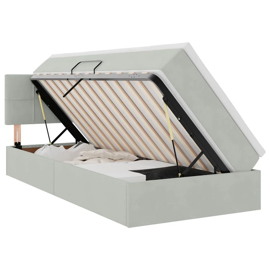 Lit de rangement LED avec matelas Gris clair 90 x 200 cm - 2