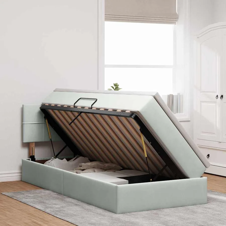 Lit de rangement LED avec matelas Gris clair 90 x 200 cm - 4