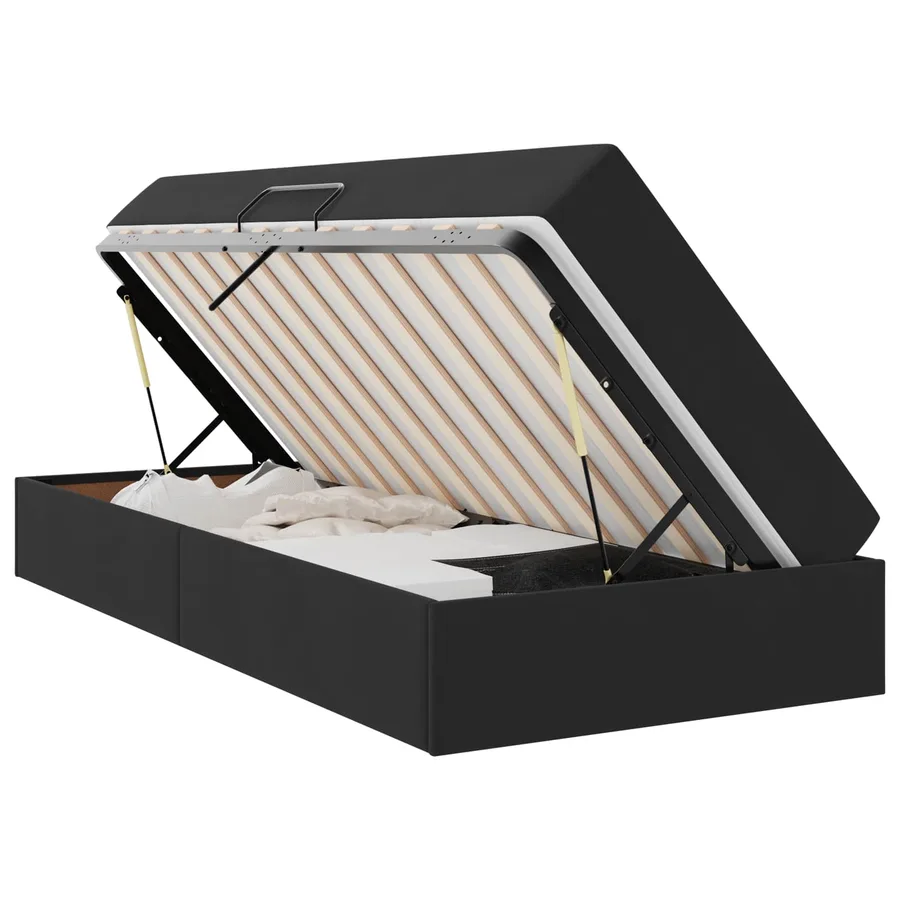 Lit avec rangement et matelas Noir 90 x 200 cm Velours - 2