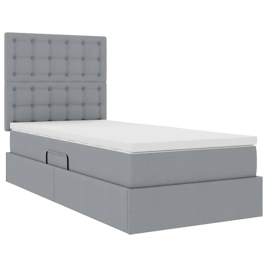 Lit de rangement LED avec matelas Gris clair 90 x 190 cm Tissu - 6
