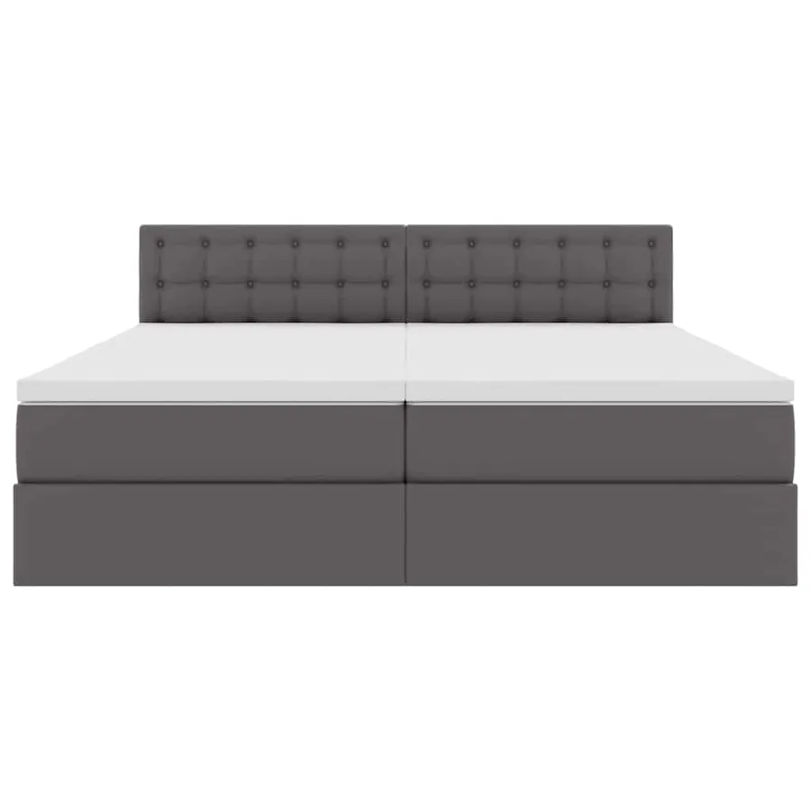 Lit avec rangement et LED Gris 200 x 200 cm Cuir synthétique - 11