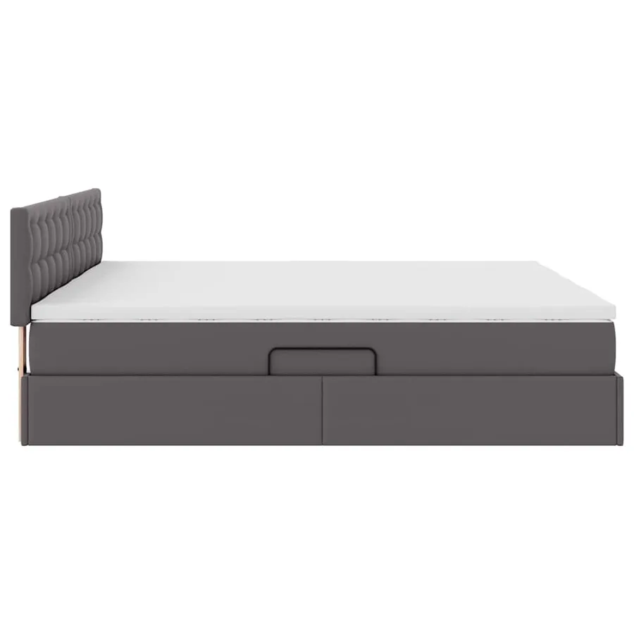 Lit avec rangement et LED Gris 200 x 200 cm Cuir synthétique - 12