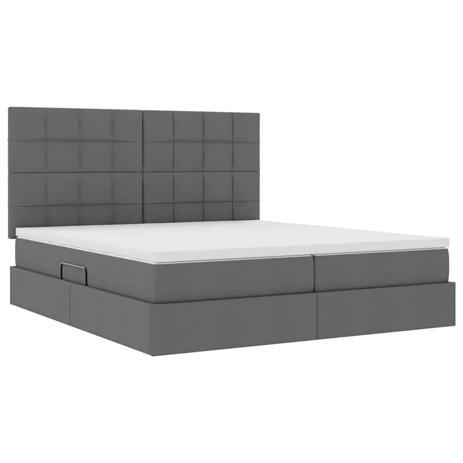 Lit de rangement LED avec matelas Gris foncé 180 x 200 cm Tissu - 6