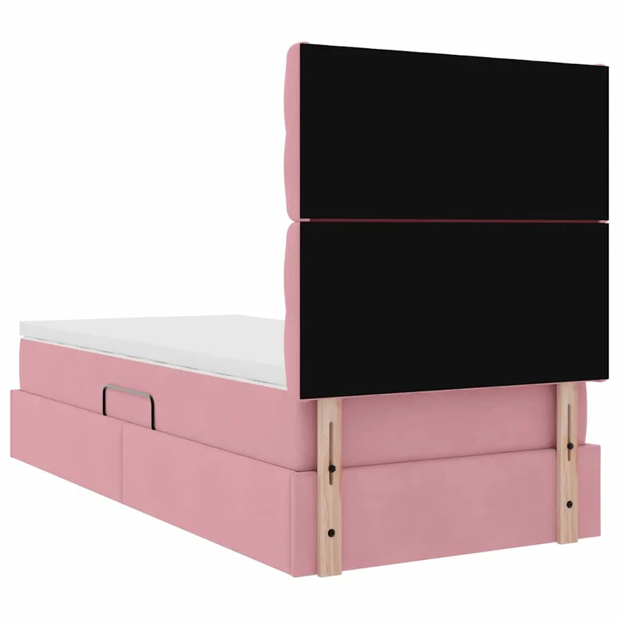 Lit avec rangement et matelas Rose 90 x 190 cm Velours - 11
