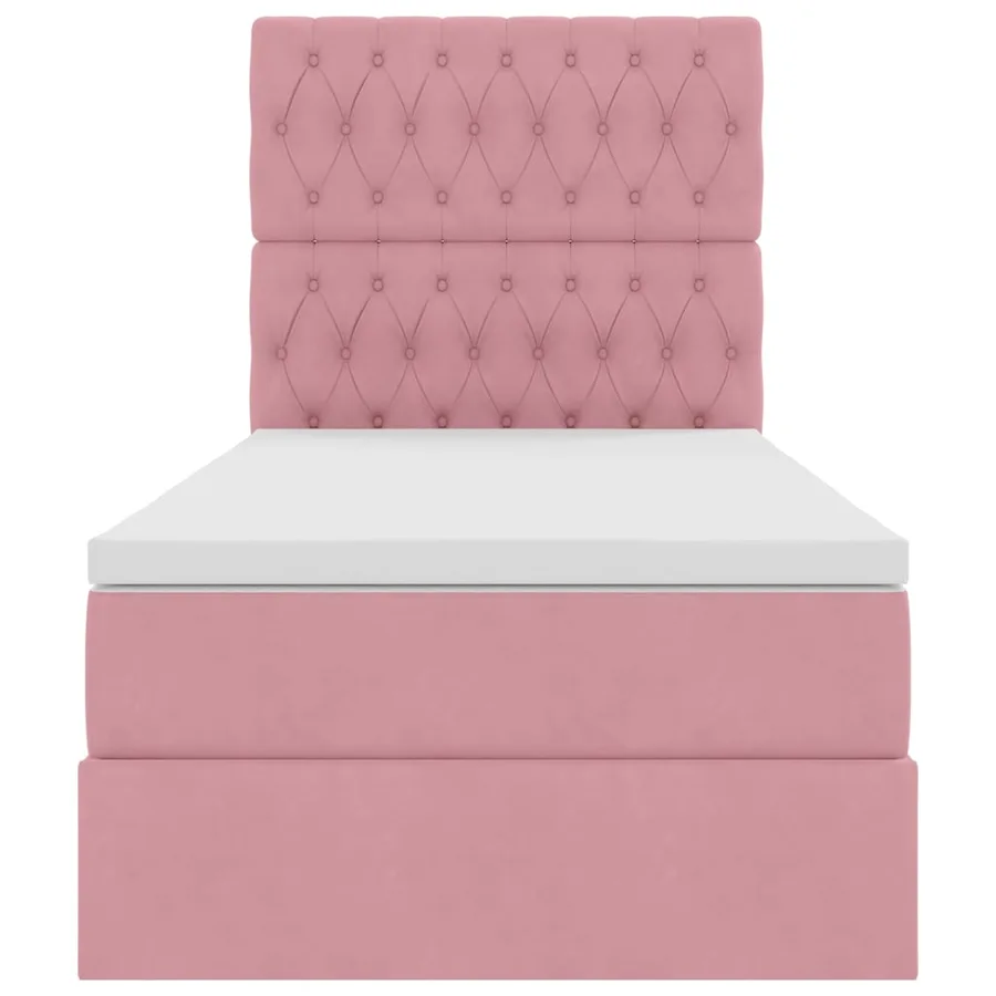 Lit avec rangement et matelas Rose 90 x 190 cm Velours - 7