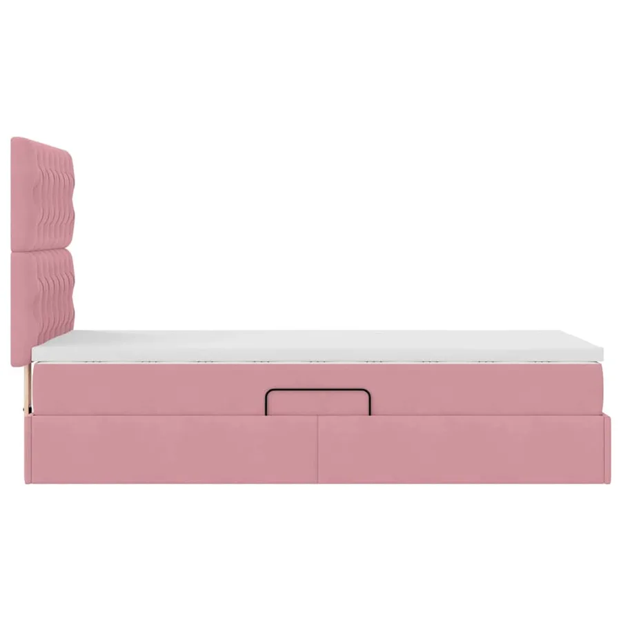 Lit avec rangement et matelas Rose 90 x 190 cm Velours - 8