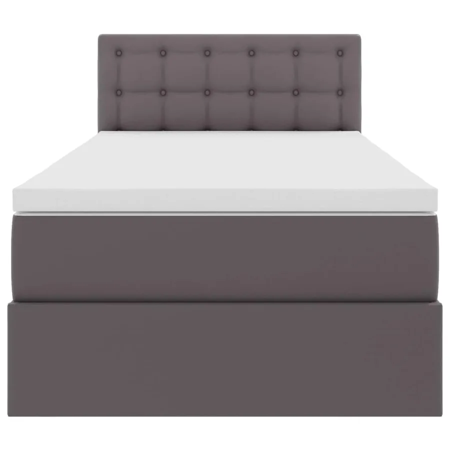 Lit avec rangement et matelas Gris 90 x 190 cm Simili cuir - 7