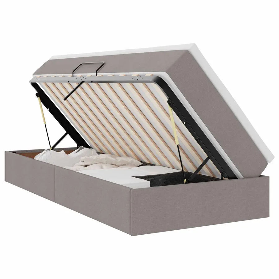 Lit avec rangement et matelas Taupe 90 x 190 cm Polyester - 2