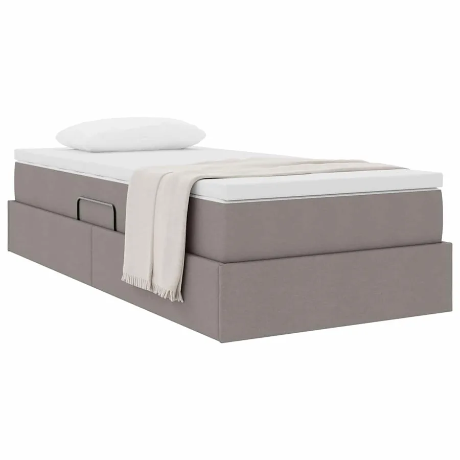 Lit avec rangement et matelas Taupe 90 x 190 cm Polyester - 3