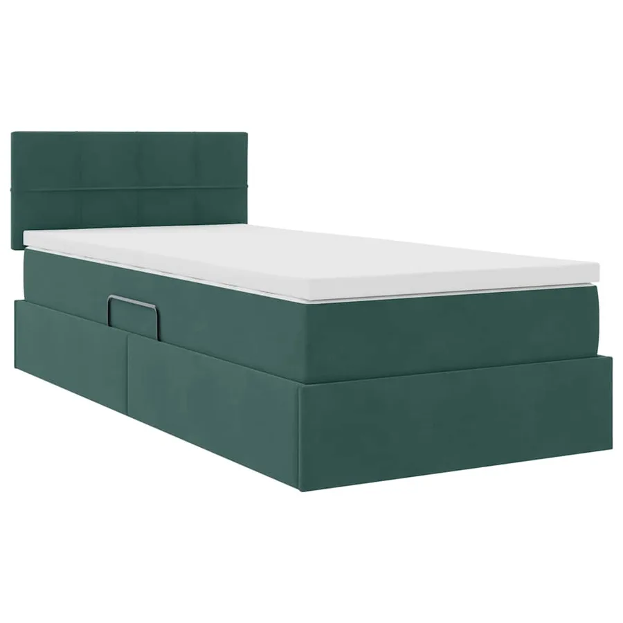 Lit de Rangement avec matelas Vert foncé 90 x 190 cm Velours - 5