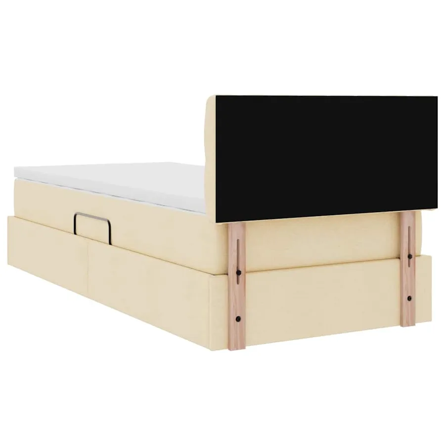 Lit de rangement LED avec matelas Crème 90 x 190 cm Tissu - 12