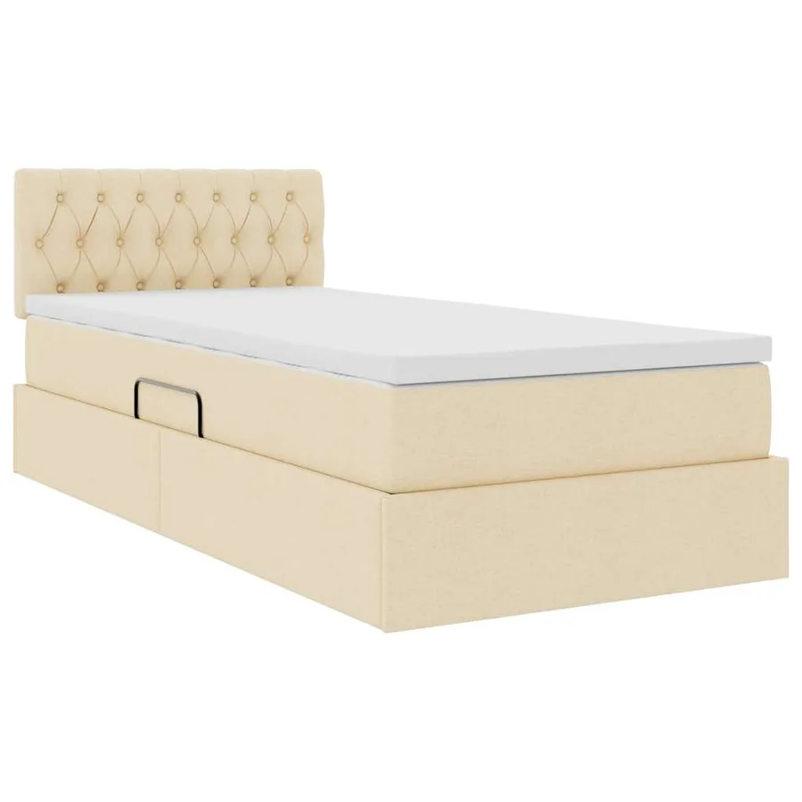 Lit de rangement LED avec matelas Crème 90 x 190 cm Tissu - 6