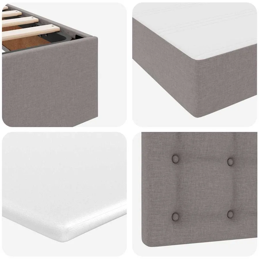 Lit avec rangement et matelas avec stockage Taupe 90 x 190 cm - 12