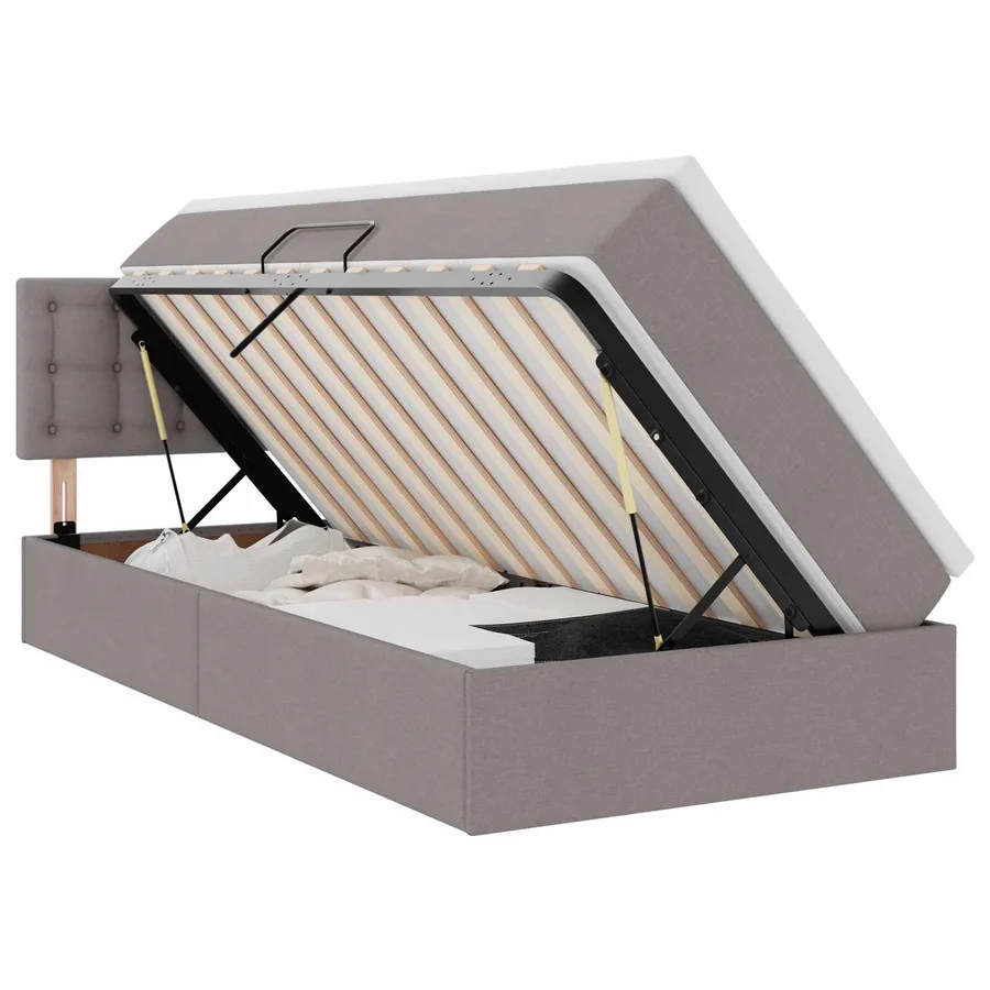 Lit avec rangement et matelas avec stockage Taupe 90 x 190 cm - 2