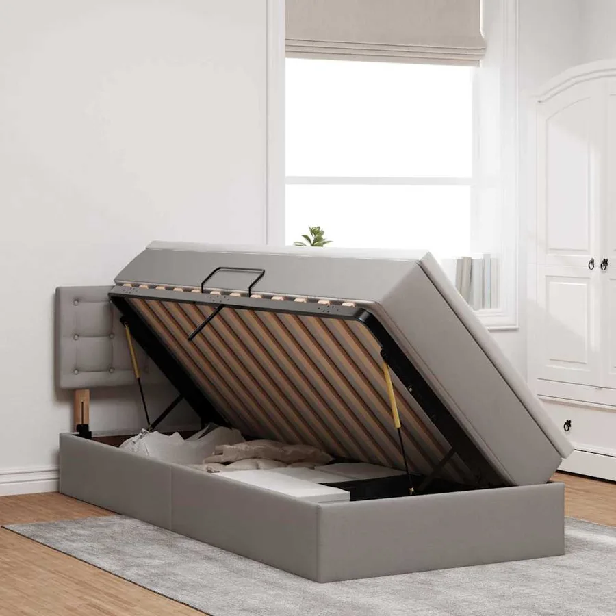 Lit avec rangement et matelas avec stockage Taupe 90 x 190 cm - 4