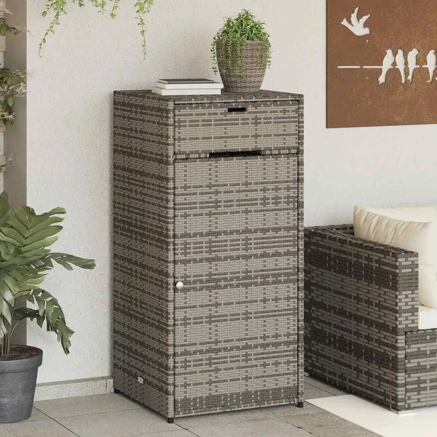 Armoire de rangement de jardin gris 55x55x111 cm résine tressée