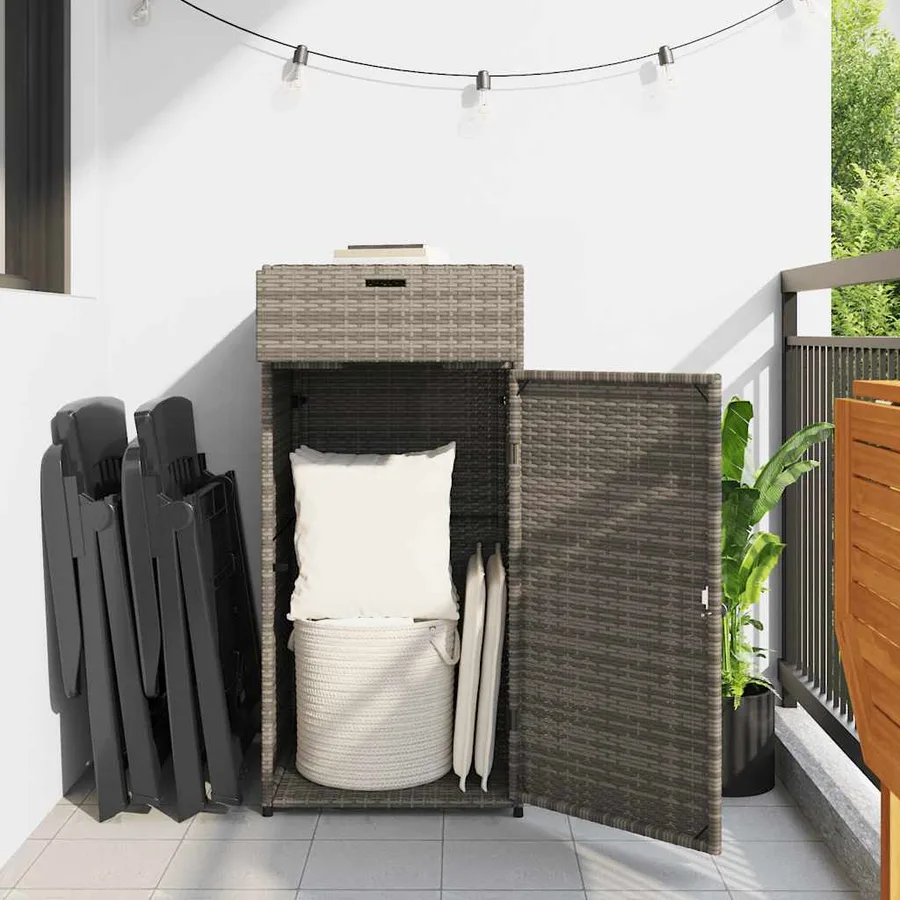 Armoire de rangement de jardin gris 55x55x111 cm résine tressée - 3