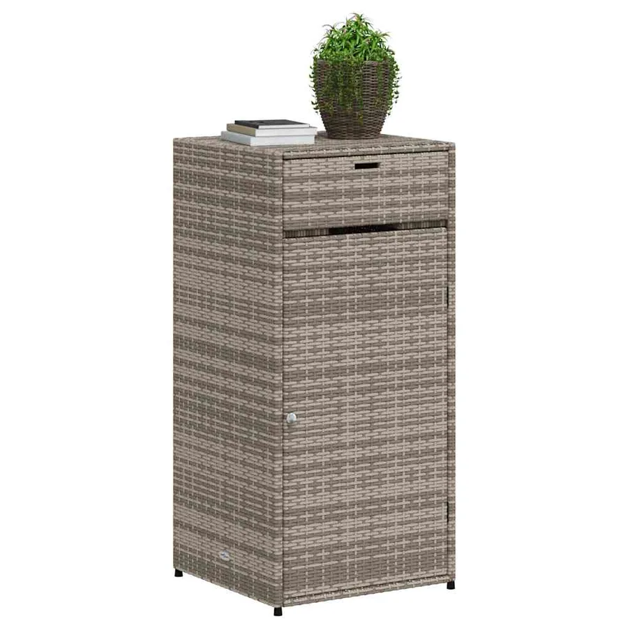 Armoire de rangement de jardin gris 55x55x111 cm résine tressée - 4