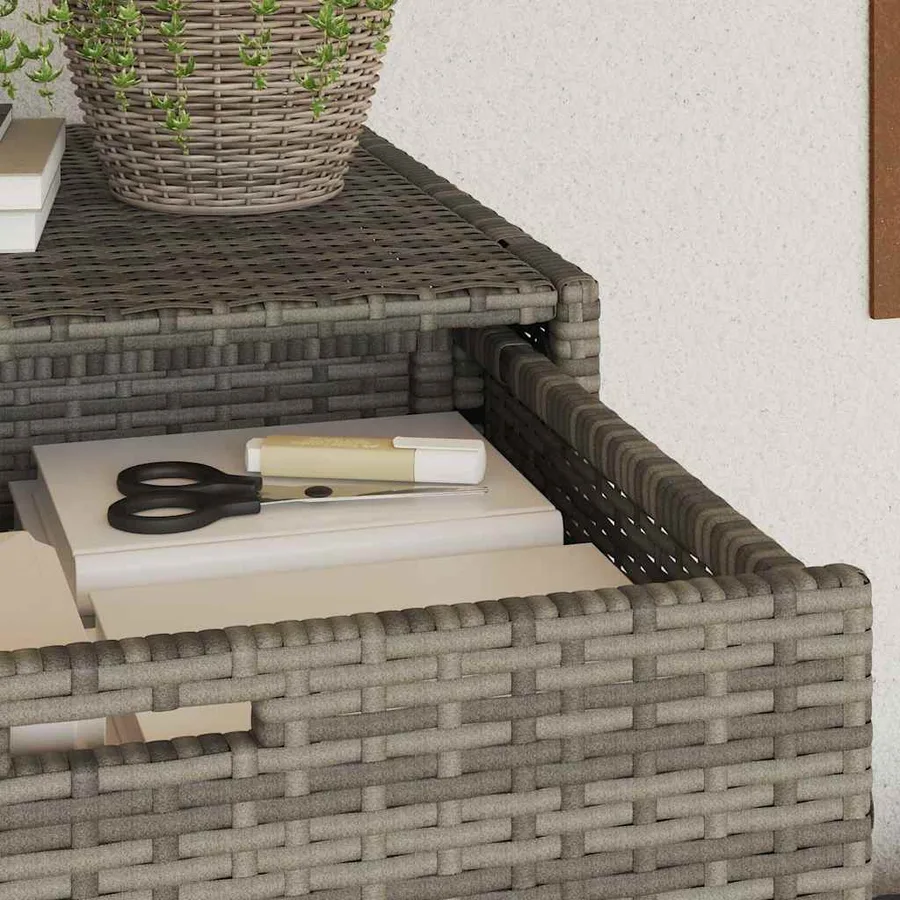Armoire de rangement de jardin gris 55x55x111 cm résine tressée - 5