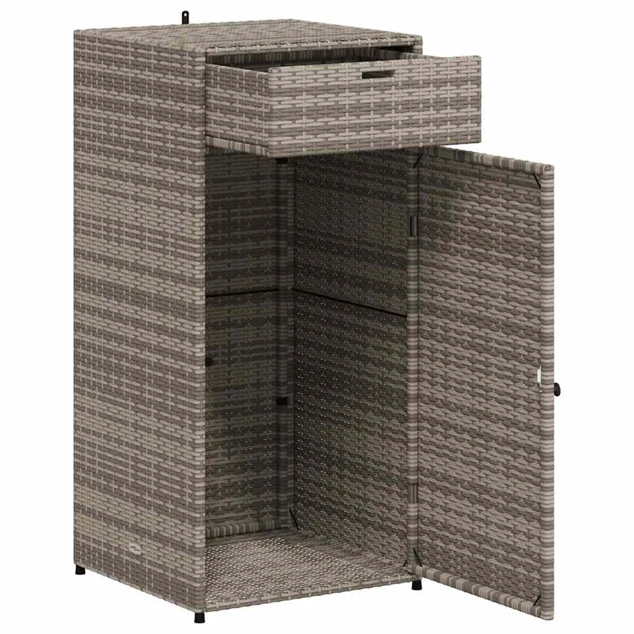 Armoire de rangement de jardin gris 55x55x111 cm résine tressée - 7