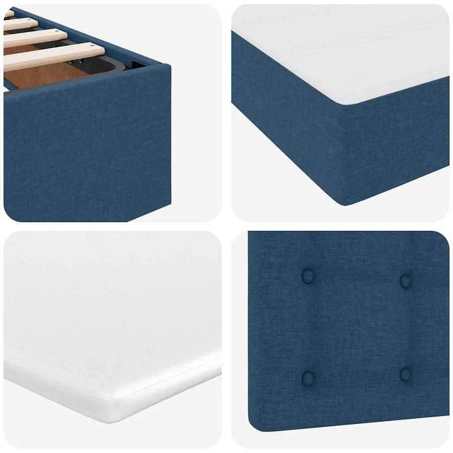 Lit de rangement LED avec matelas Bleu 90 x 190 cm Tissu - 13