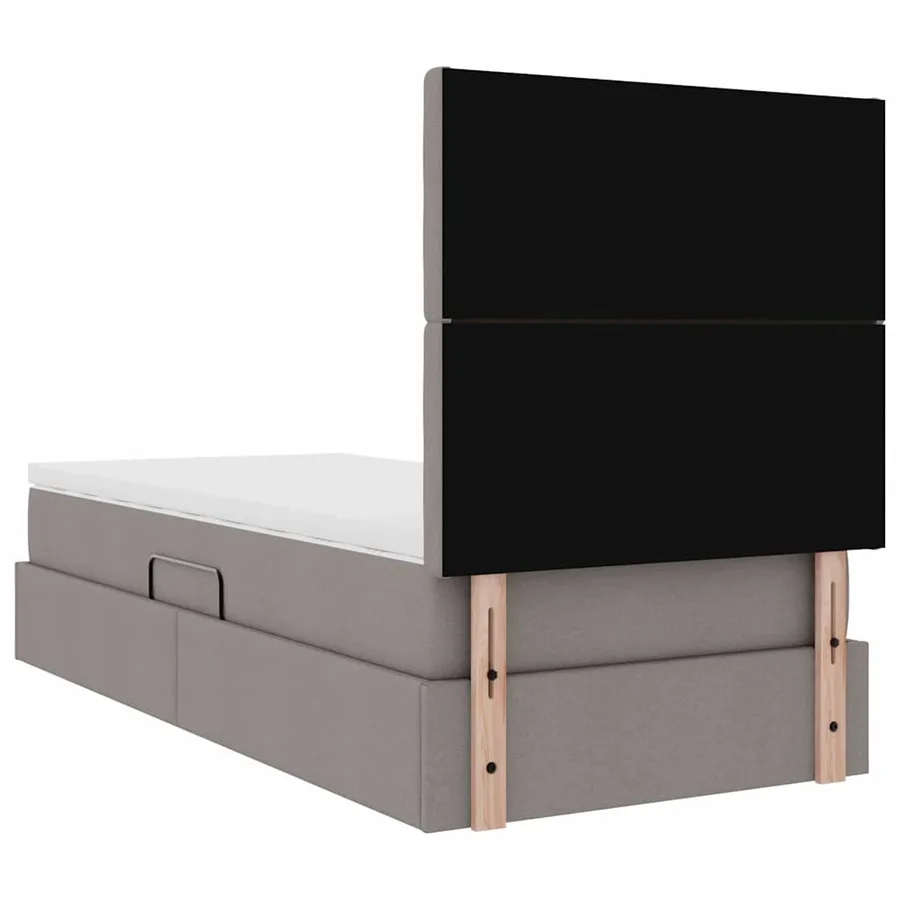 Lit avec rangement et matelas Taupe 90 x 190 cm tissu - 11