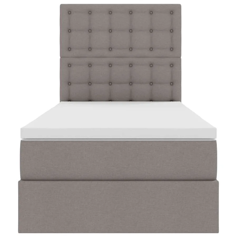 Lit avec rangement et matelas Taupe 90 x 190 cm tissu - 7