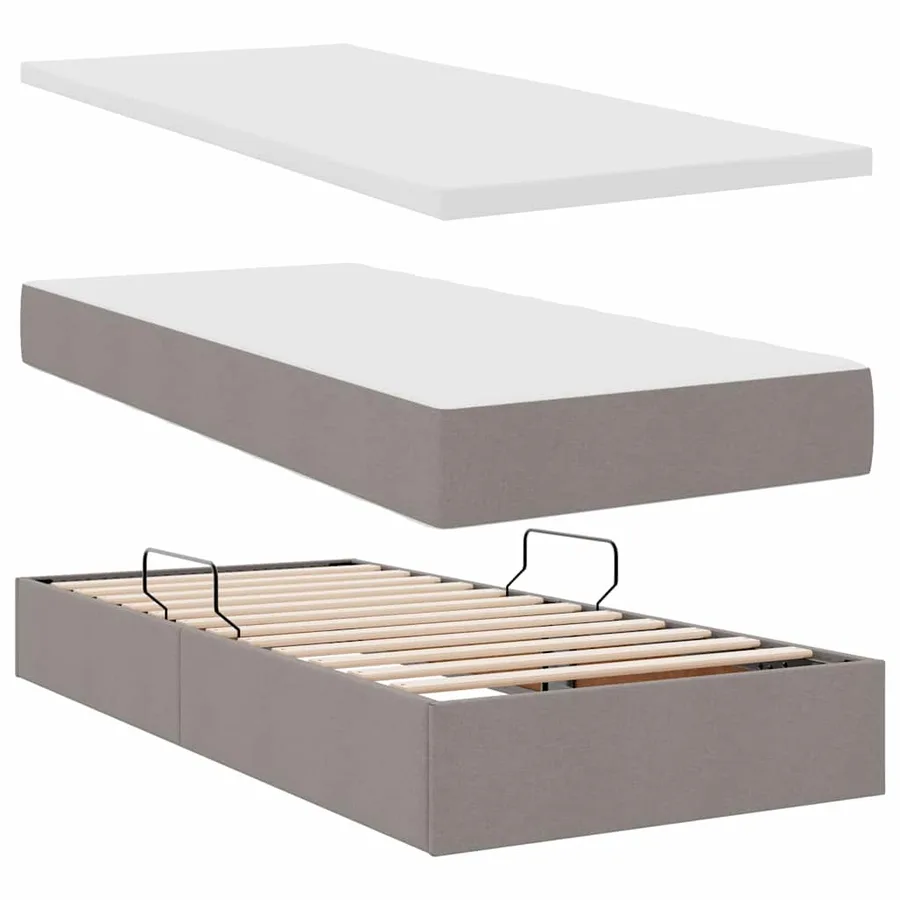 Lit de rangement LED avec matelas Taupe 90 x 190 cm Tissu - 9