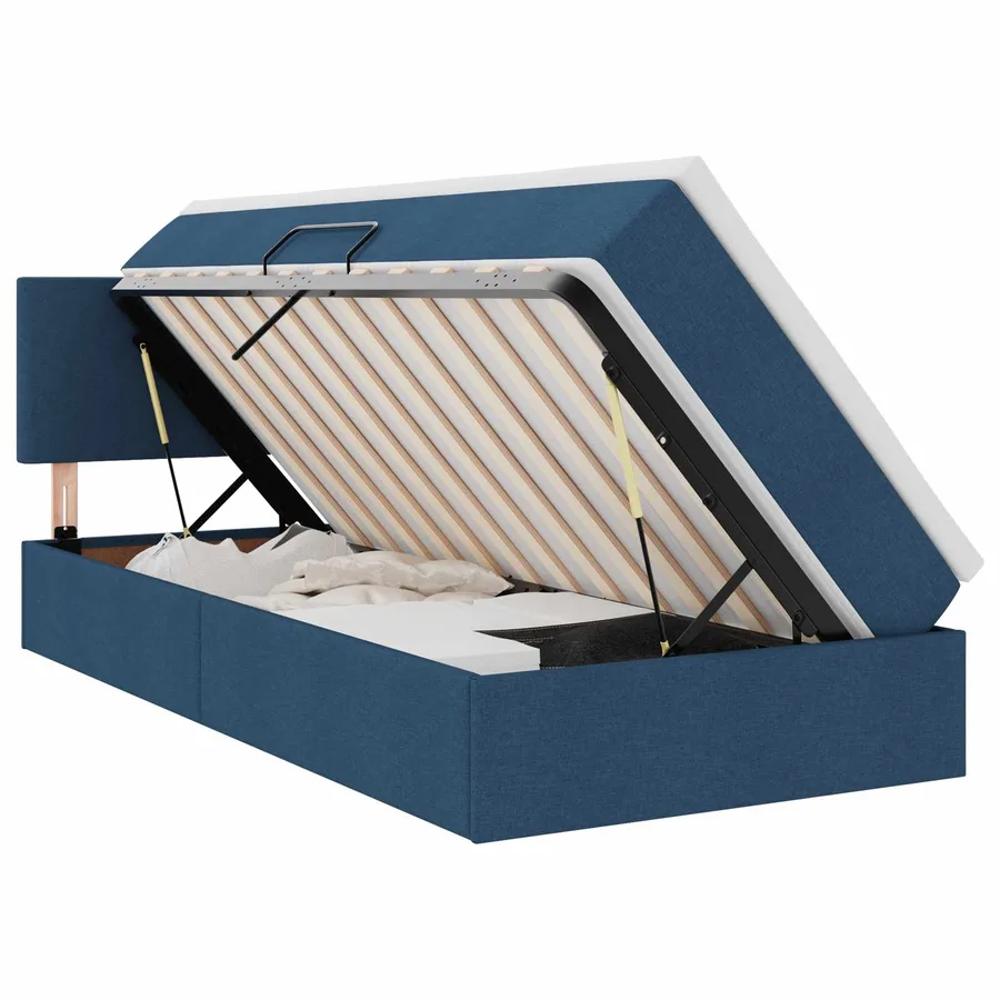 Lit de rangement LED avec matelas Bleu 90 x 190 cm Tissu - 2