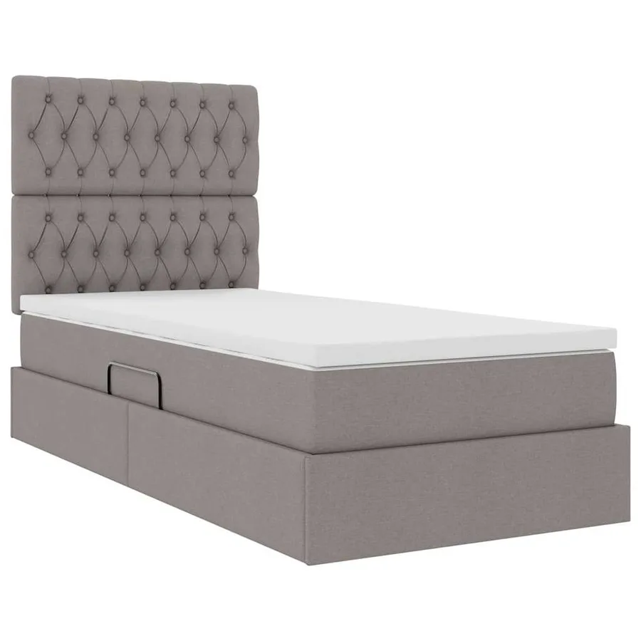Lit avec rangement et matelas Taupe 90 x 190 cm tissu - 5