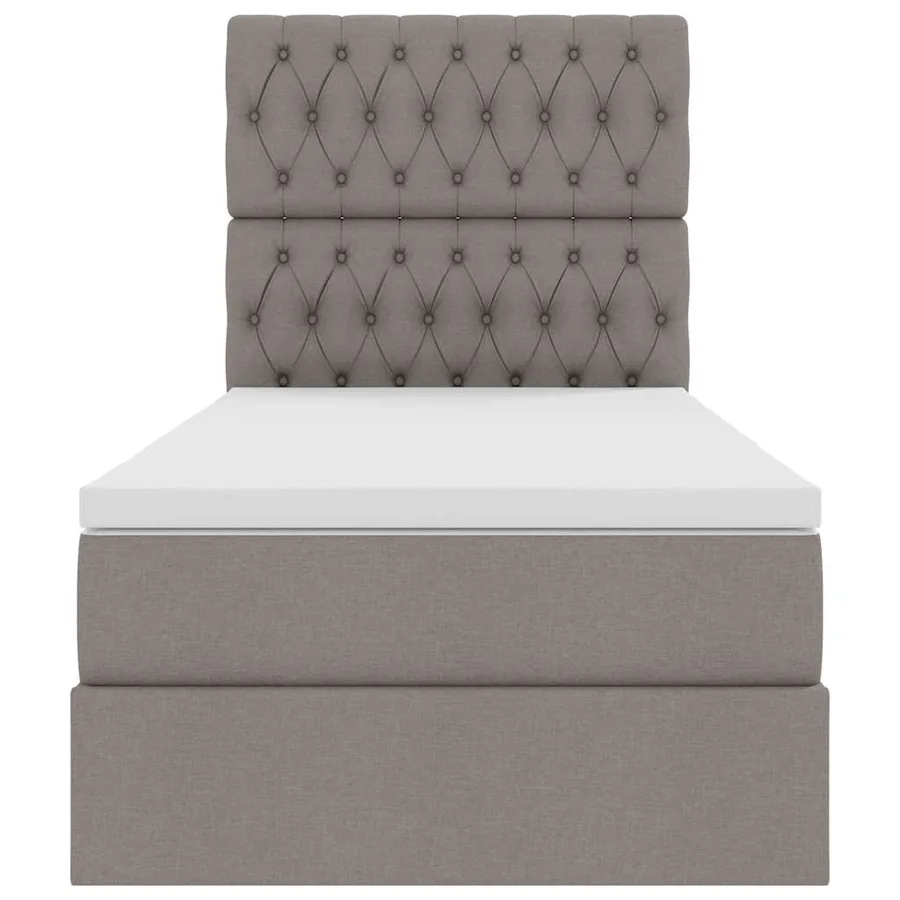 Lit avec rangement et matelas Taupe 90 x 190 cm tissu - 7