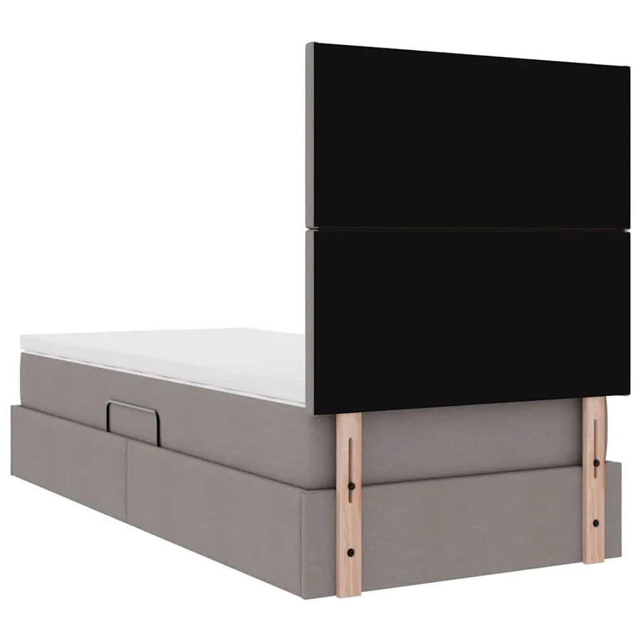 Lit avec rangement et matelas Taupe 90 x 190 cm tissu - 11