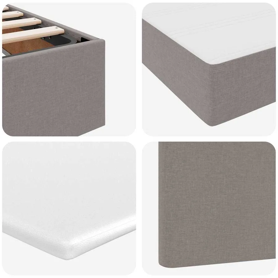Lit avec rangement et matelas Taupe 90 x 190 cm tissu - 12