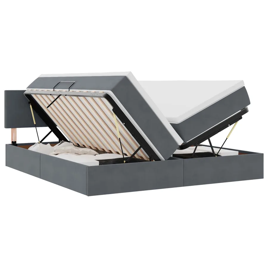 Lit de Rangement avec tête de lit Gris foncé 90 x 200 cm - 2
